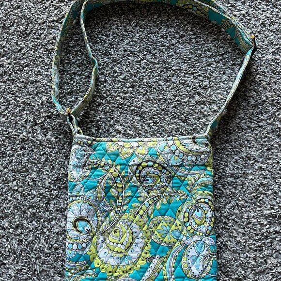 Y2K Vera Bradley Crossbody Bag with Blue And Yellow Paisley Boho Print - Picture 6 of 8